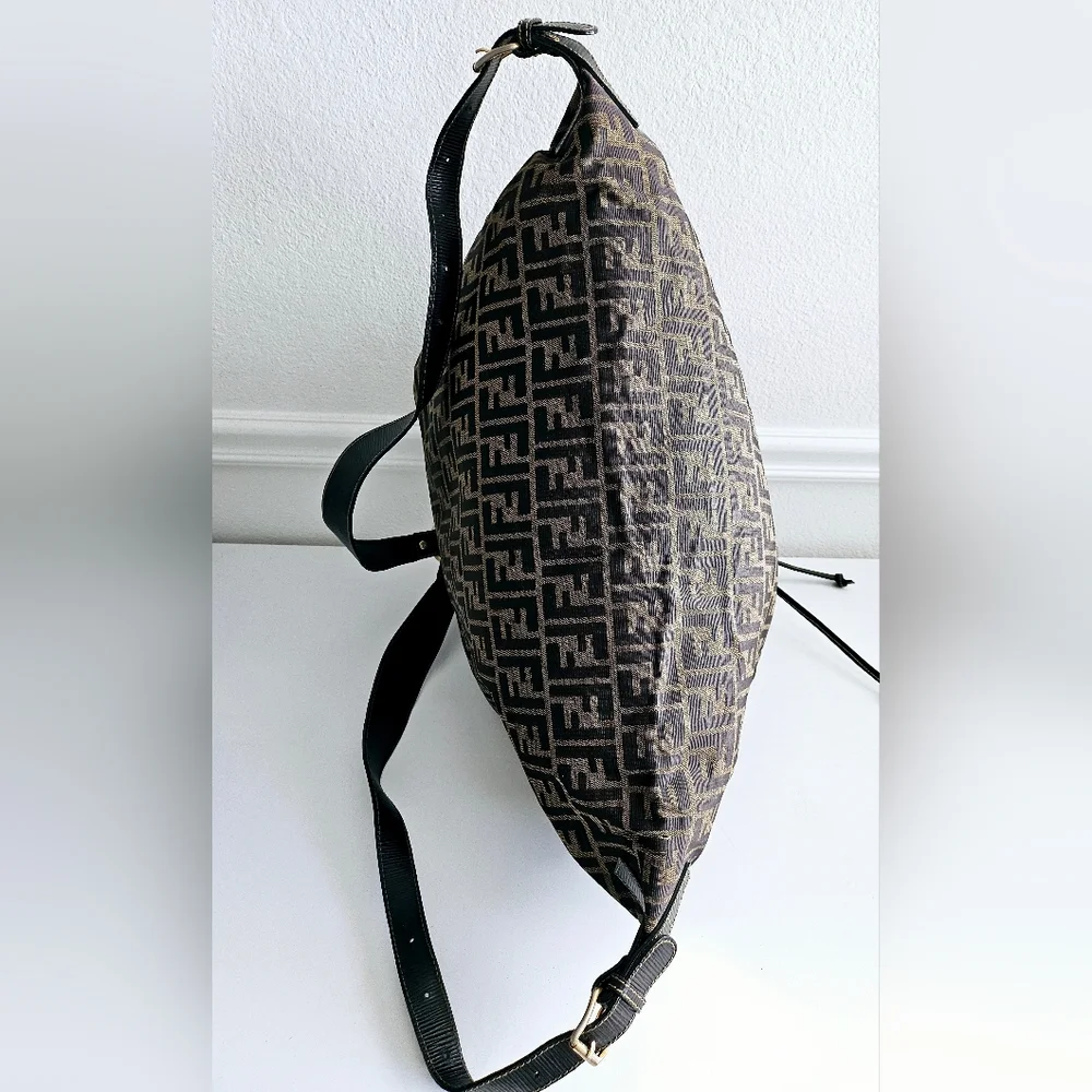 Fendi Brown Zucca Large Drawstring Backpack